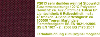 sehr dunkles weinrot ps013 Stoff
