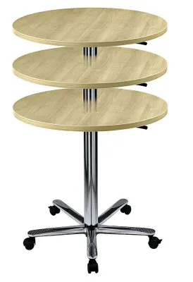 Höhenverstellbarer Konferenztisch rund auf Rollen