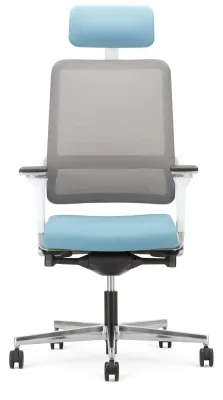 Preview: xilium drehstuhl mesh 4d armlehne kopfstuetze white vorderansicht.webp