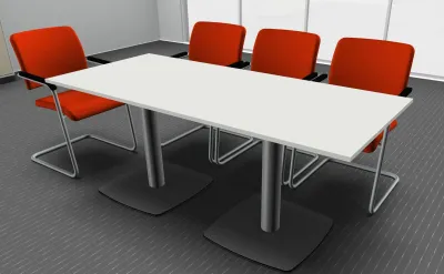 Xio Konferenztisch rechteckig mit zwei Tellerfüßen