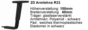 2D Armlehne R33 schwarz  auf Edition achten.