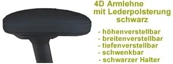 Armlehne 4d chrom mit Leder schwarz