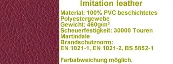 Kunstleder V16n mit Brandschutznorm rot