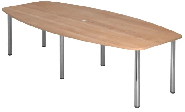 Konferenztisch 280cm Bootsform - verchromte Füße