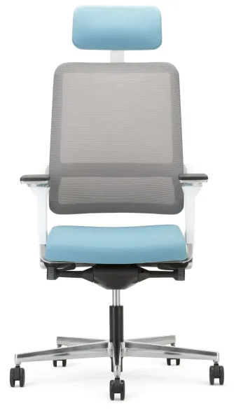 xilium drehstuhl mesh 4d armlehne kopfstuetze white vorderansicht.webp