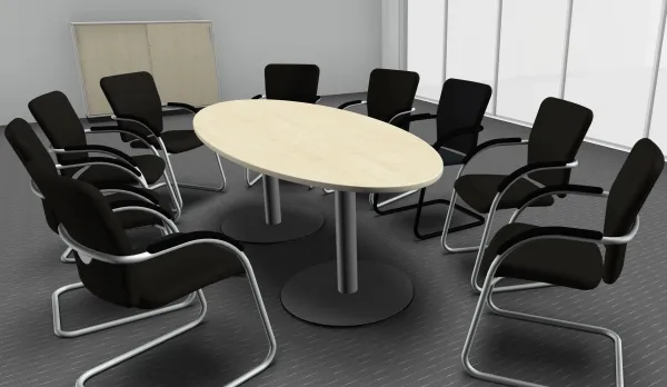 Xio Konferenztisch elliptisch mit zwei Tellerfüßen