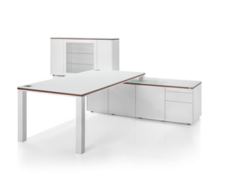 Tessara Trendline Schreibtisch mit Glaspatte und Echtholz