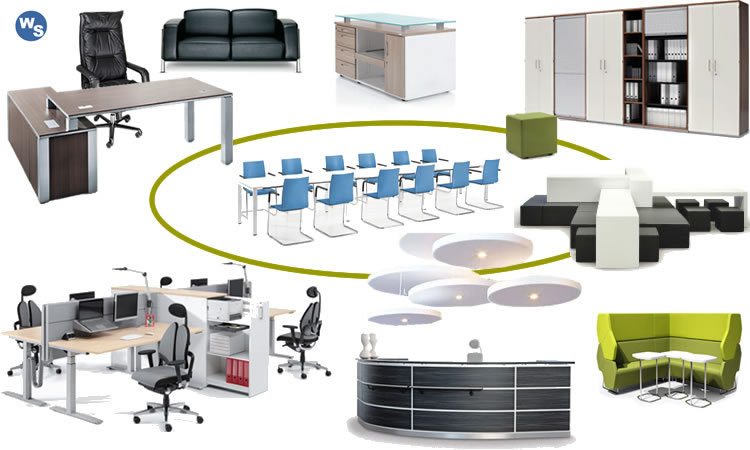 Büroeinrichtung und Büromöbel von Chefzimmer über Loungemöbel zu Büroschränken und Stauraum, Arbeitsplätze mit Schreibtischen Empfangsanlagen und Konferenzmöbel