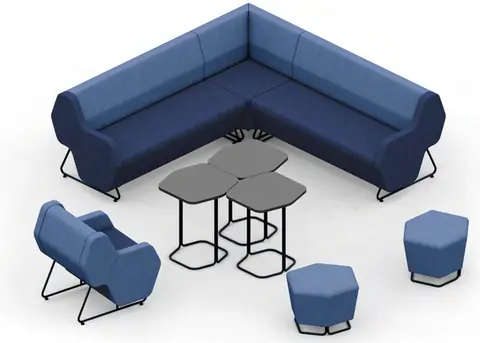 Hexa Sofas, Sessel und Sitzpoufs mit Tischen