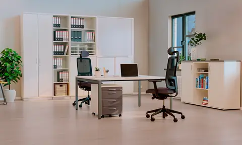 K40 Büroeinrichtung mit Schränken, Sideboards und Containern