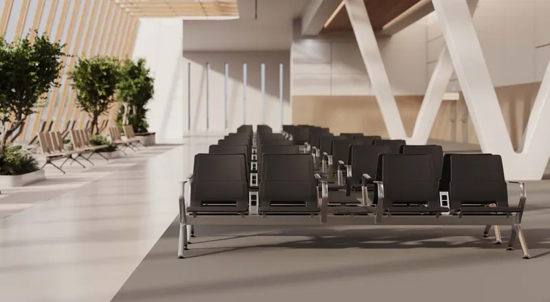 V-Travel Wartebank von Kusch+Co in einer Flughafen-Wartezone