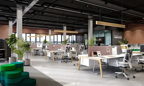 Levitate Bürotische im modernen Arbeitsbereich