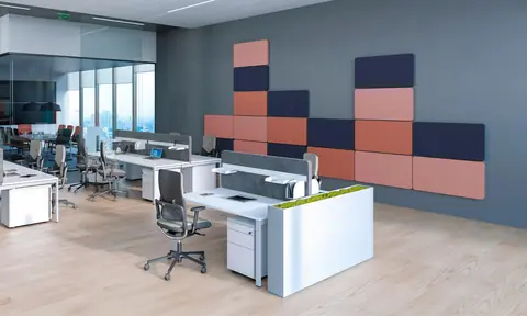 Sileo Akustikpaneele im Büro an der Wand