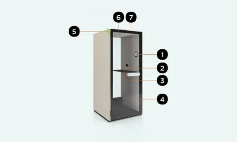 SPIX Phone Pod Aufbau-Skizze mit Nummerierung