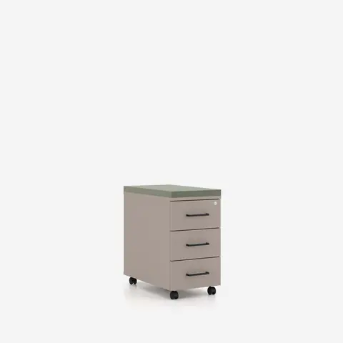 Tento 2.0 Rollcontainer Beige mit Sitzpolster Seitenansicht
